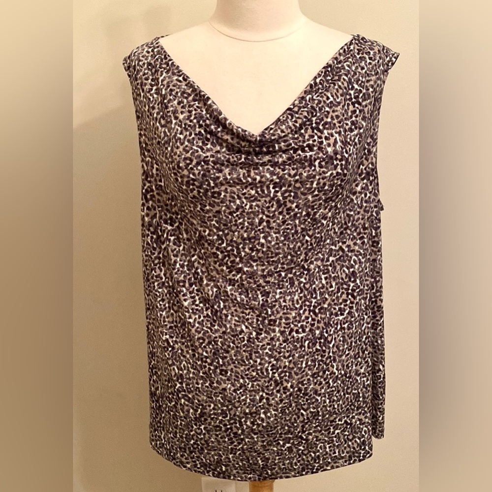 Liz Claiborne Woman Grey Tan Animal Print Sleeveless Casual Tank Top Size 1X